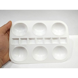 Khay pha màu nước 6 ô lớn + 7 ô nhỏ bằng nhựa trắng cao cấp