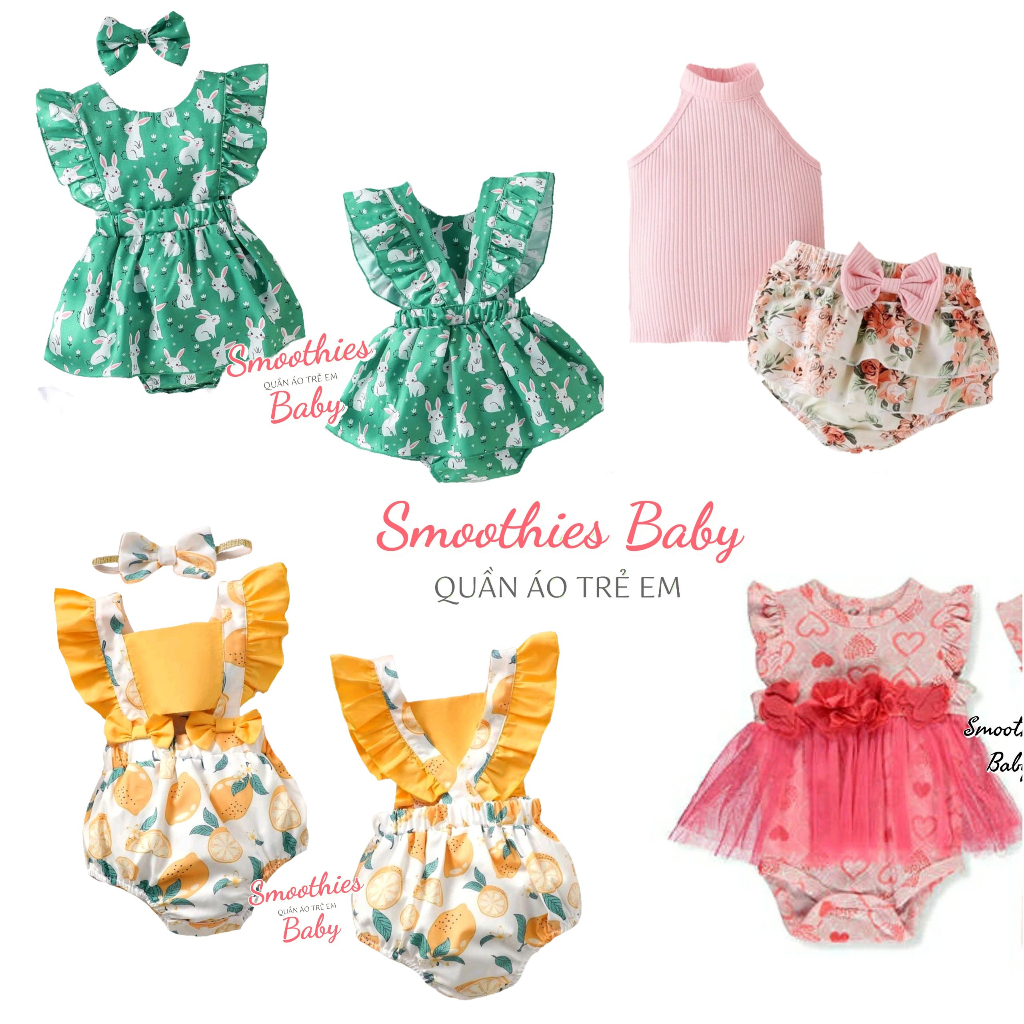 BODYSUIT BỘ LIỀN THÂN KIỂU ĐẦM CHO BÉ GÁI 3 - 11KG