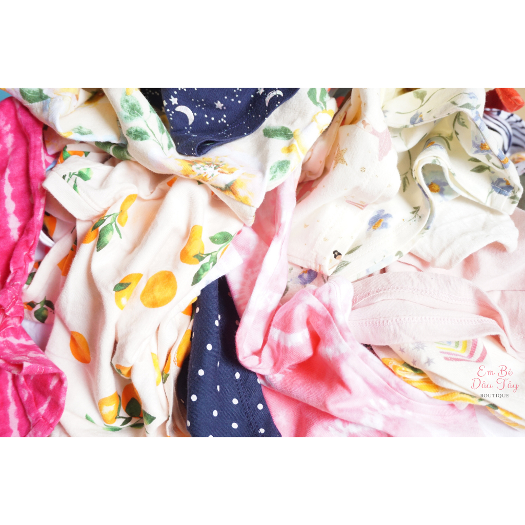 Áo thun bé gái, áo phông bé gái 100% cotton siêu mát, họa tiết xinh xắn VNXK size 1-5T, áo cộc tay cho bé gái