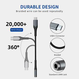 Đầu chuyển Type C sang Audio AUX 3.5mm (Type-C Male to 3.5mm Female Adapter, built-in DAC)