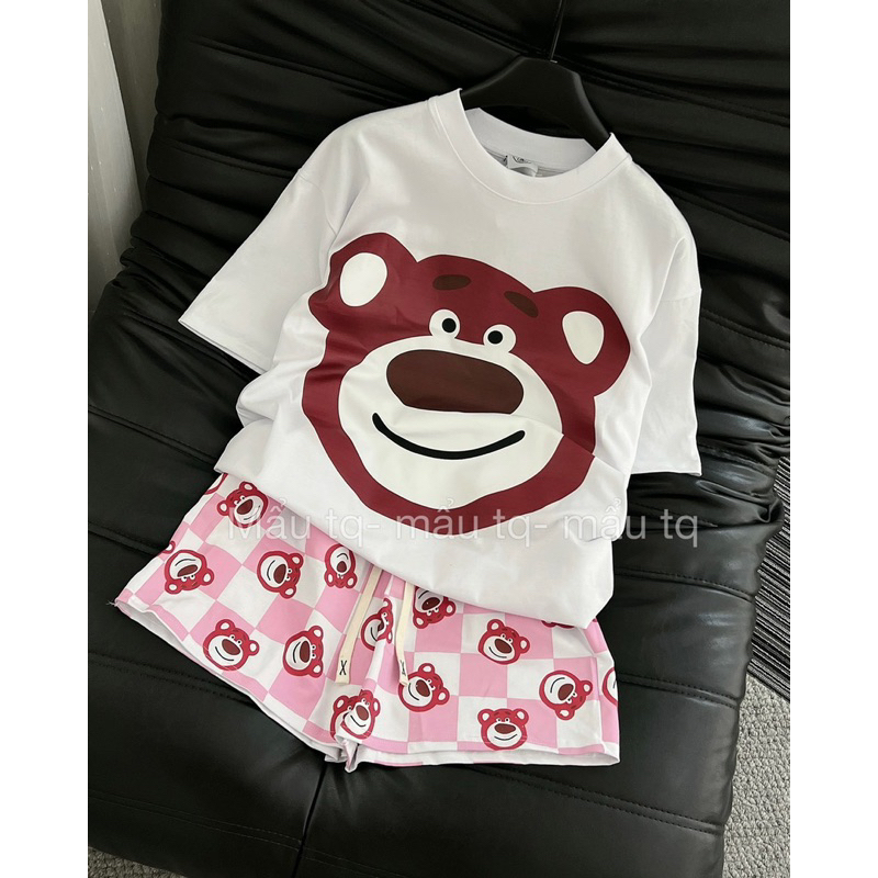 Sét đùi cotton from rộng hình gấu 5D siêu iu