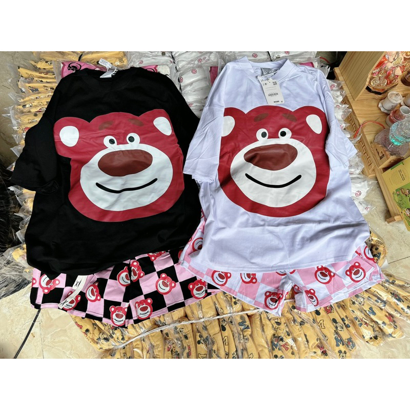 Sét đùi cotton from rộng hình gấu 5D siêu iu