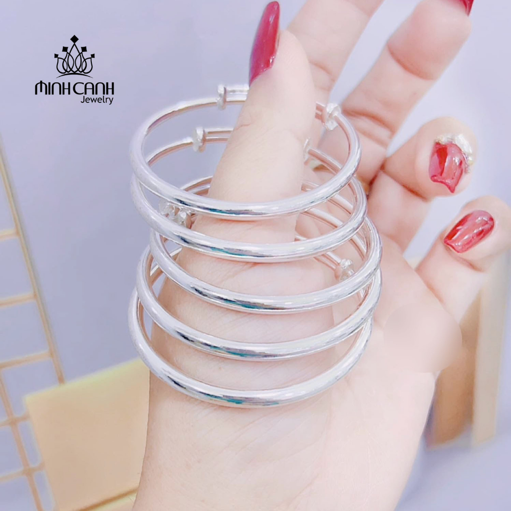 Lắc Bạc Tròn Trơn Khắc Tên Điều Chỉnh Được Size Cho Bé 0 đến 3 Tuổi - Minh Canh Jewelry