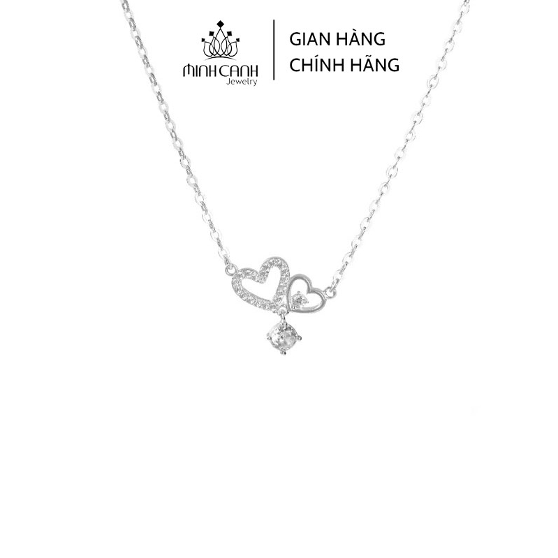 Dây Chuyền Bạc 2 Trái Tim Treo Đá - Minh Canh Jewelry