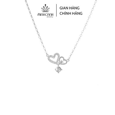 Dây Chuyền Bạc 2 Trái Tim Treo Đá - Minh Canh Jewelry