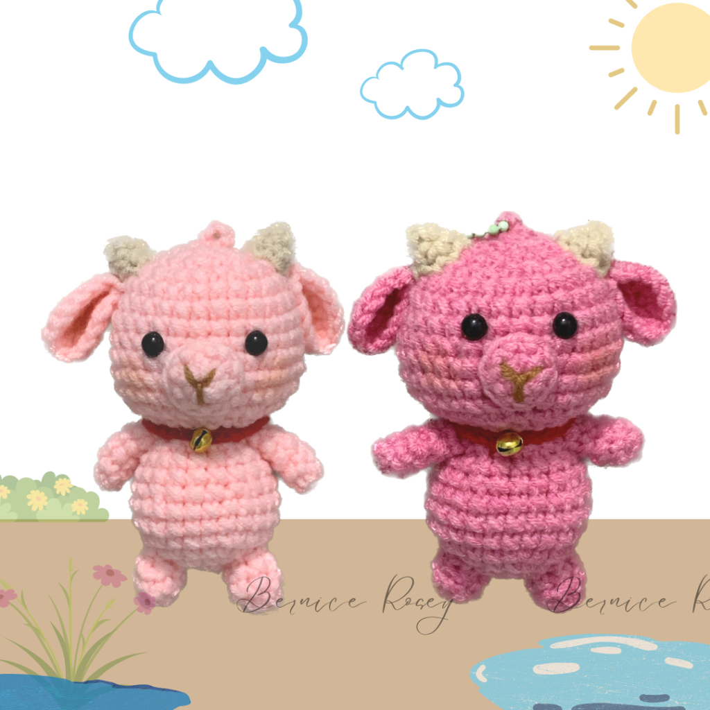 Đôi bạn dê- móc khóa con dê bằng len đáng yêu