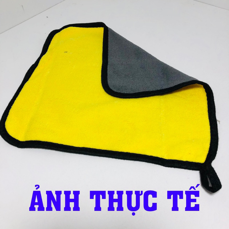 Khăn lau xe ô tô Khăn Lau Đa Năng Microfiber 2 Mặt Vàng - Xám Không Đổ Lông Chuyên Dụng | BigBuy360 - bigbuy360.vn