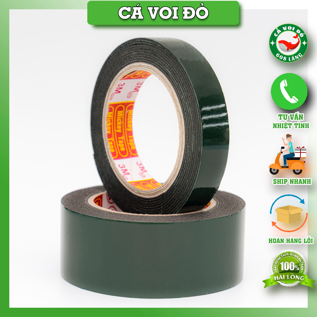 Băng dính xốp xanh cường lực 2 mặt, 3M siêu bền, chắc chắn