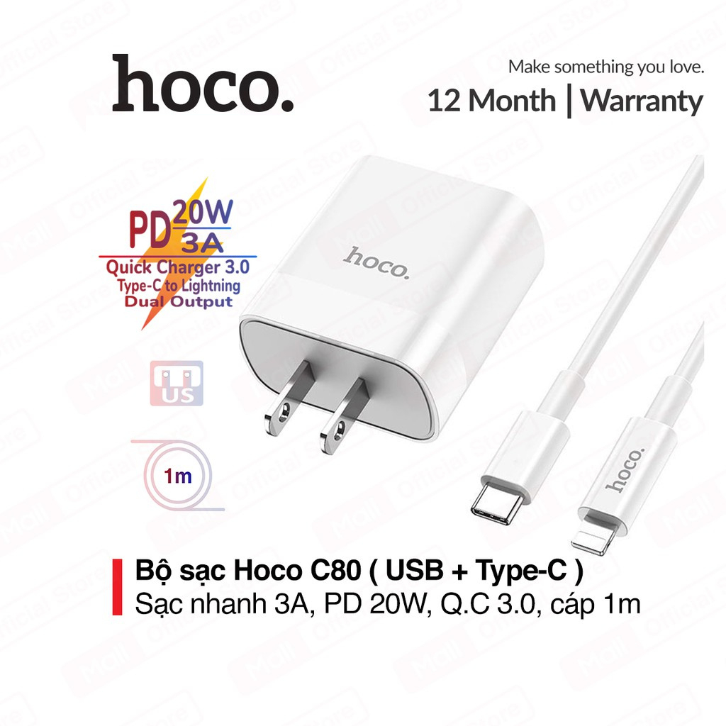 Củ Sạc Nhanh Hoco C80/C80 Plus 20w cho lP sạc siêu nhanh TECHZONE MALL | BigBuy360 - bigbuy360.vn