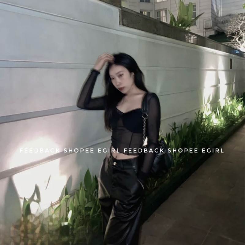 Áo lưới nữ,áo ren lưới croptop dài tay ôm body xuyên thấu sexy đi biển