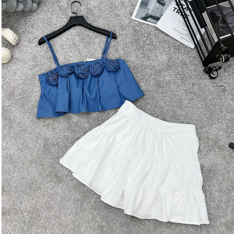 Set váy 2 dây hoa dáng ngắn và dáng dài siêu hot ảnh thật cuối