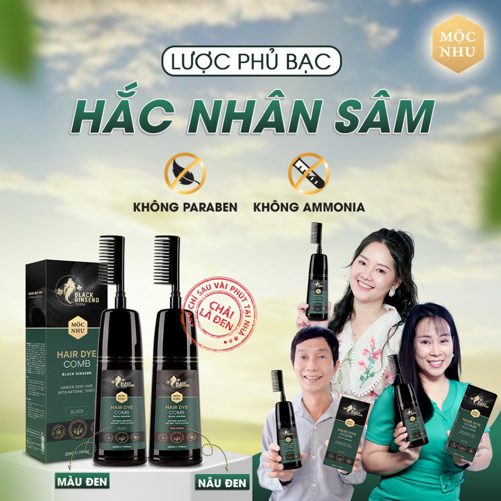 Dầu Gội Hắc Sâm Mộc Nhu Phủ Đen Mái Tóc Bạc 225G - Hair Dei Comb Black Ginseng Shampoo