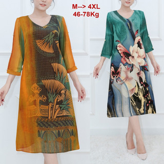 SHOPPRO - Đầm Suông Trung Niên Cổ V Tay Lỡ Đính Hạt Voan Hoa Cao Cấp Tặng Mẹ U50 3376 3375 3367 3226 3309 3344 3244