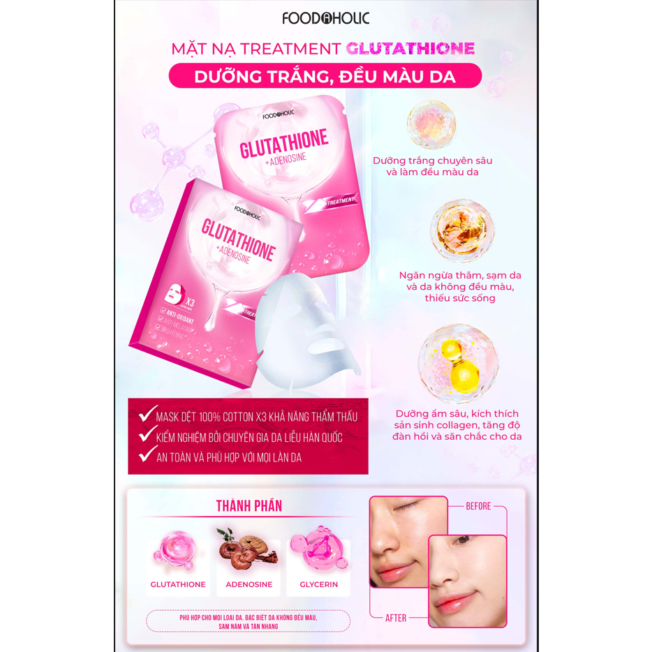 MẶT NẠ FOODAHOLIC GLUTATHIONE  DƯỠNG TRẮNG, ĐỀU MÀU DA GLUTATHIONE AMPLE MASK