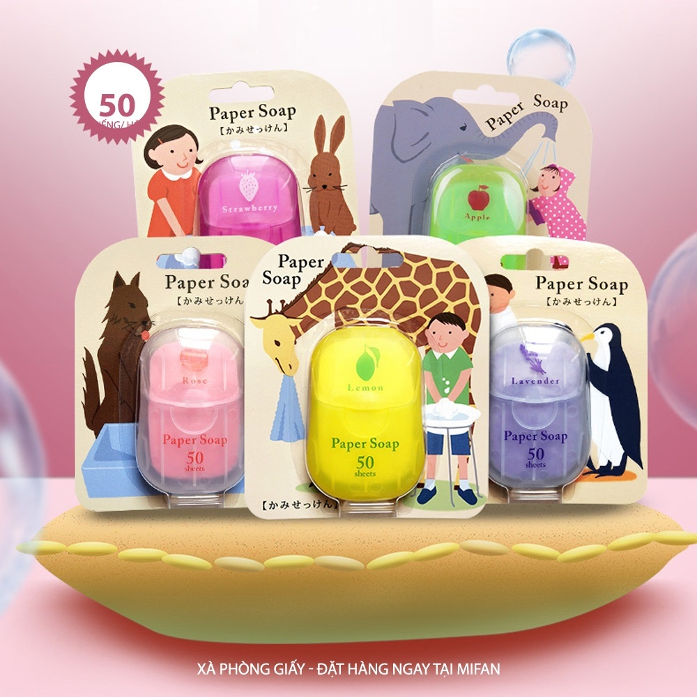 Xà phòng giấy nhật bản SPORTY - Hộp 50 miếng - rửa tay, bỏ túi mang đi du lịch, công tác, dã ngoại