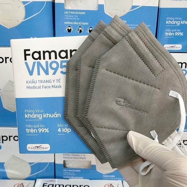 Sỉ 1 Thùng 50 hộp  VN95  Khẩu trang y tế N95 kháng khuẩn 4 lớp Famapro- tân bình