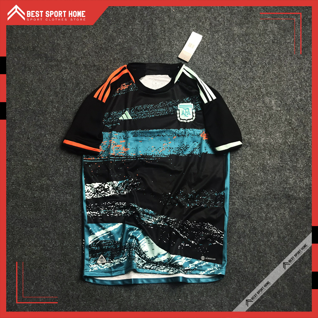 Set quần áo bóng đá Argentina Nữ Logo thêu 2023/24 - Vải Climacool màu xanh đen form Âu - In ấn tên số theo yêu cầu