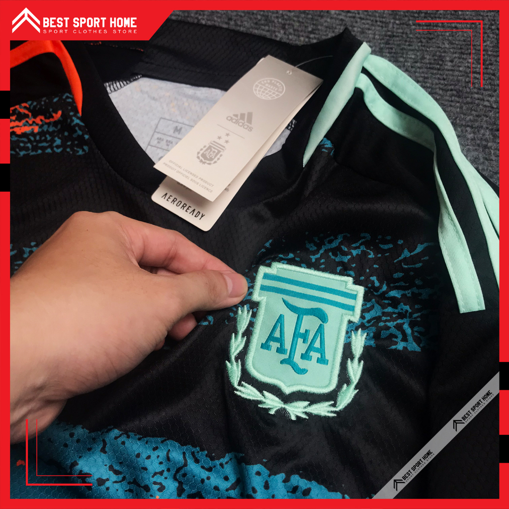 Set quần áo bóng đá Argentina Nữ Logo thêu 2023/24 - Vải Climacool màu xanh đen form Âu - In ấn tên số theo yêu cầu
