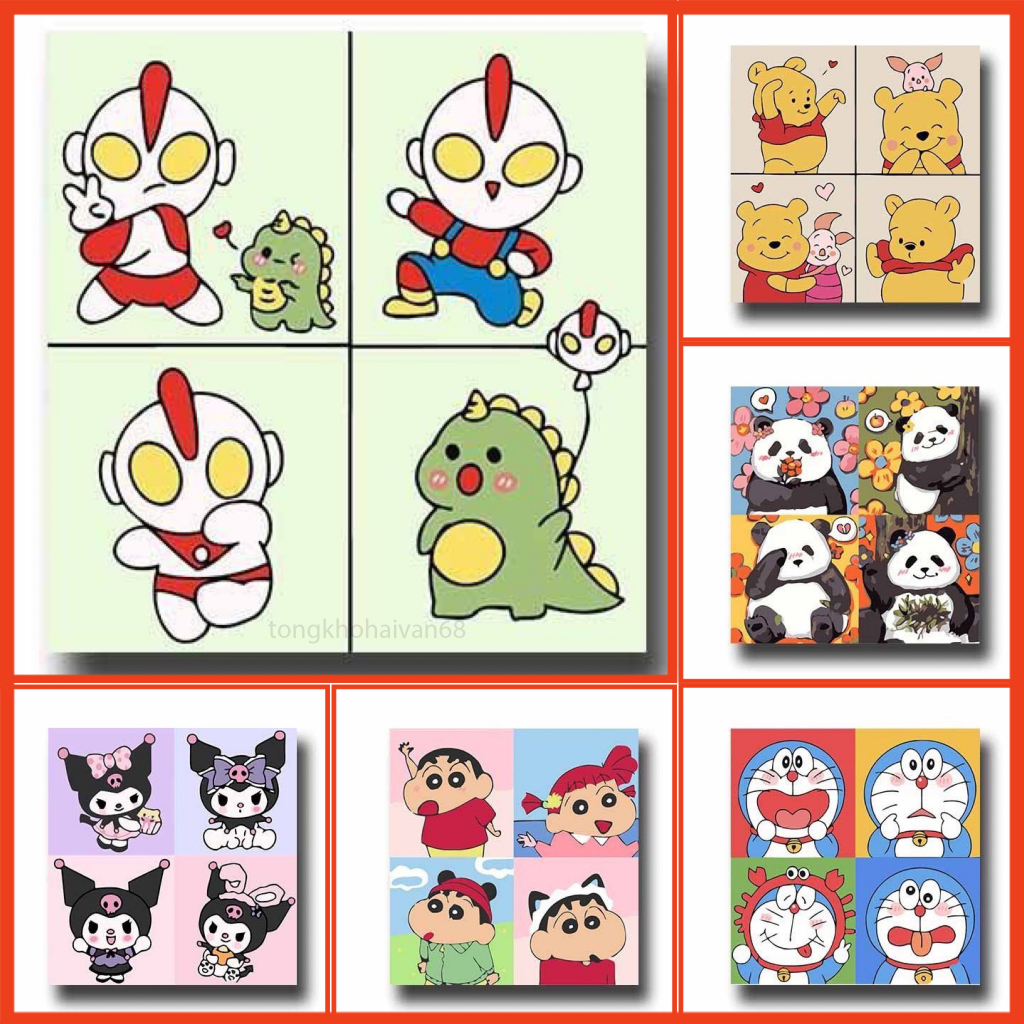 Tranh Tô Màu Sơn Dầu Số Hóa Sh in Cậu Bé Bút Chì  20x20cm Nhiều Mẫu Mã Lựa Chọn