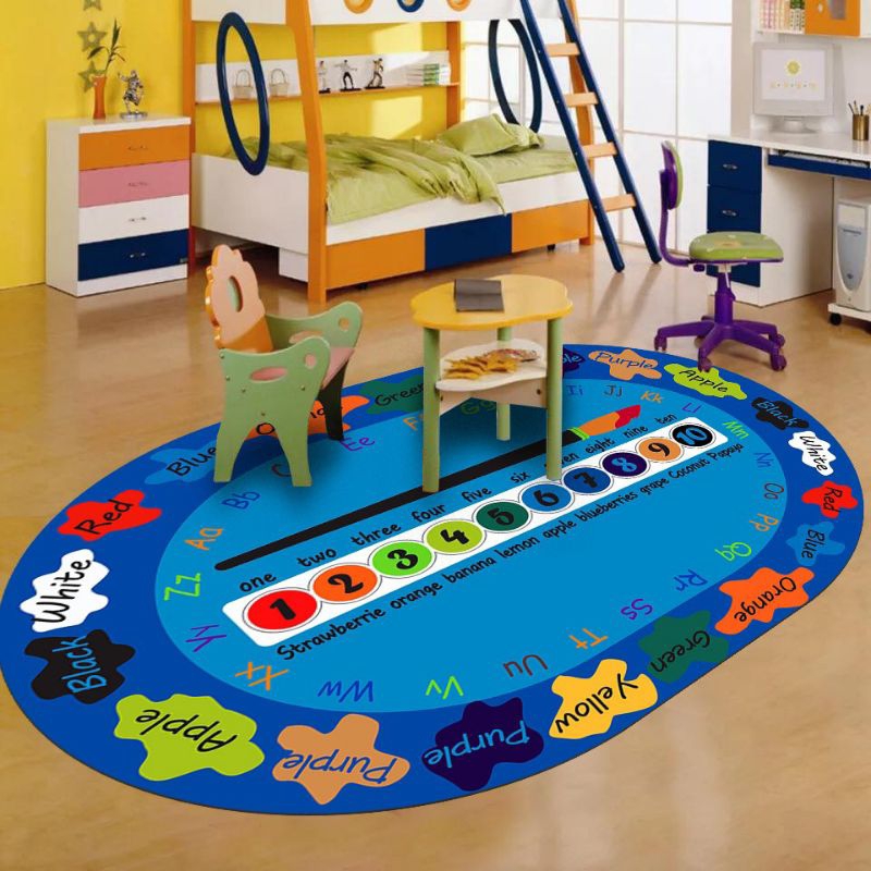 Thảm Montessori trải sàn 1m6*2m2 và 2m*3m cao cấp chất liệu bali nhung lì chống trơn trượt an toàn cho bé thảm hình elip