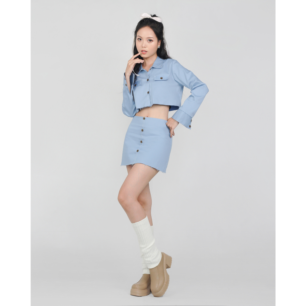 DALLA Chân váy kaki chữ A có nút