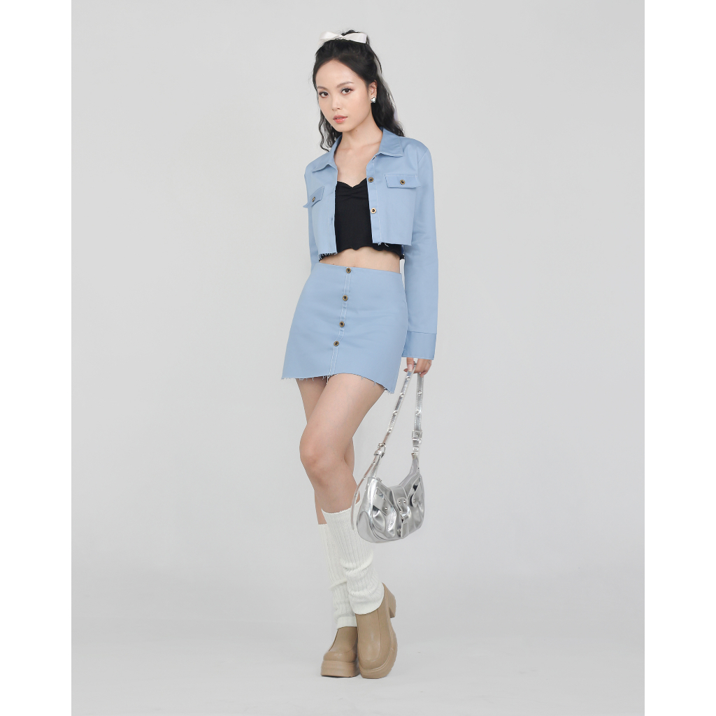 DALLA Chân váy kaki chữ A có nút