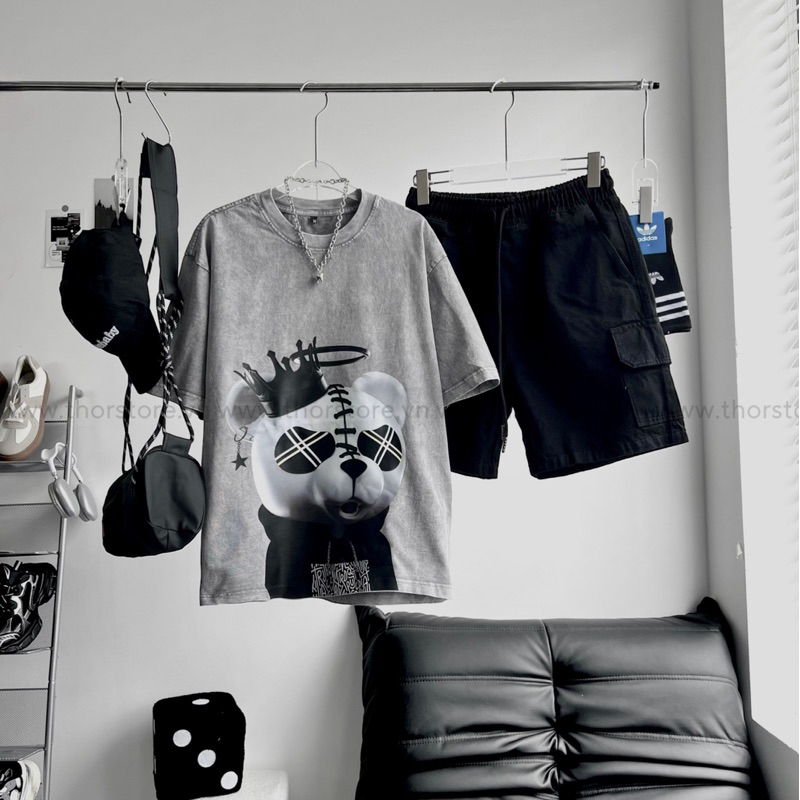 Set áo thun wash và short unisex