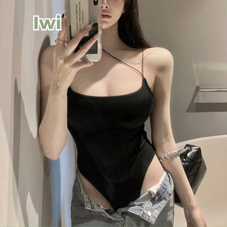 Áo bodysuit hai dây khoét eo iwi shop có sẵn đệm mút ngực thiết kế dây mảnh sexy tôn dáng - bs012.iw