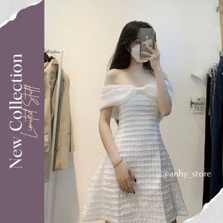 Đầm trễ vai dáng ngắn dự tiệc thời trang, Váy trễ vai đi tiệc sang chảnh
