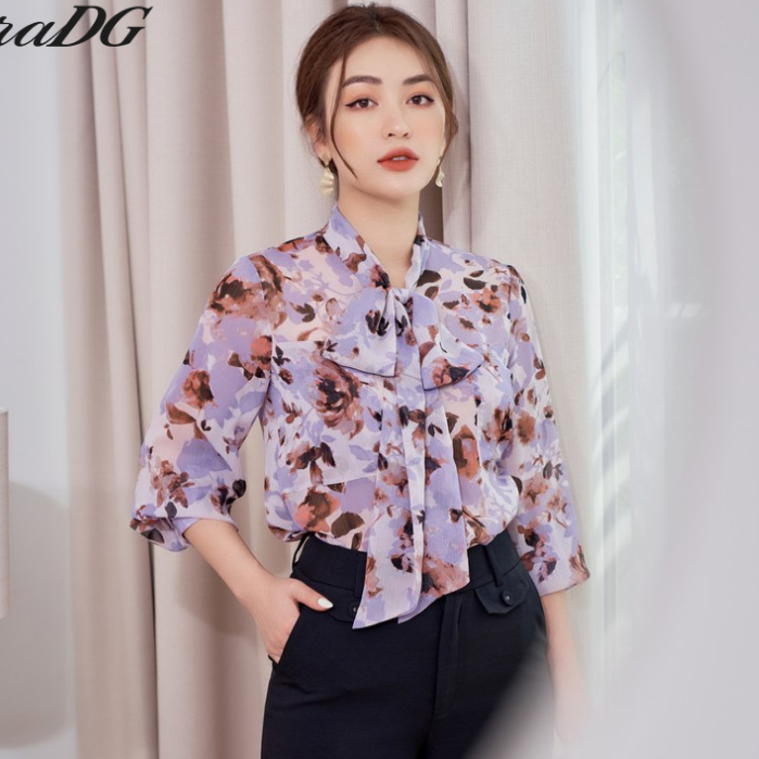 Áo Kiểu Dài Tay Họa Tiết Hoa HeraDG Chất Liệu Vải Chiffon Cao Cấp Mỏng Nhẹ Tạo Cảm Giác Thoải Mái Khi Mặc SASBA008