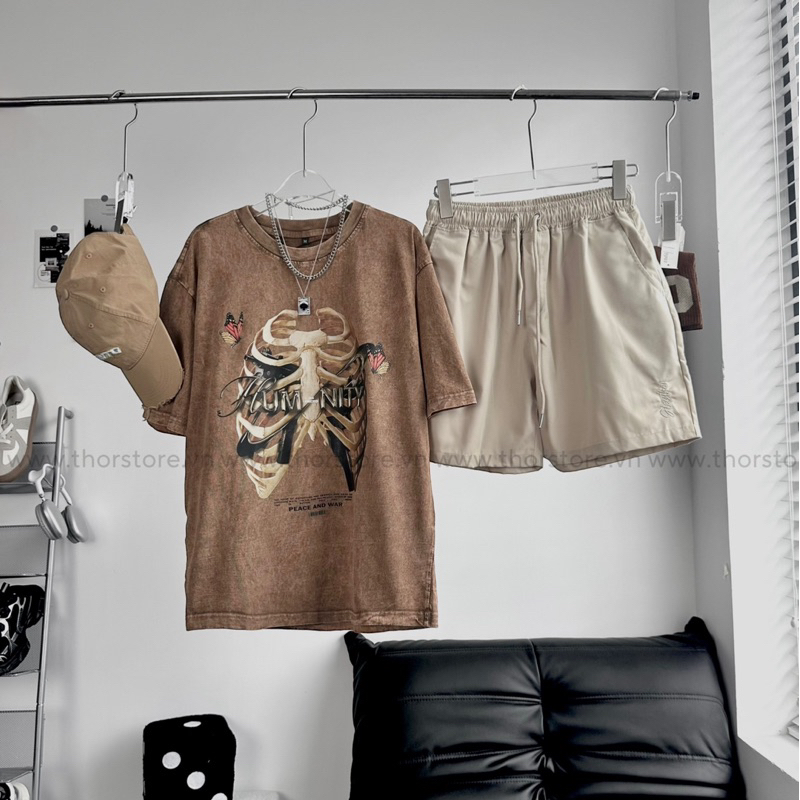 Set áo thun wash và short unisex