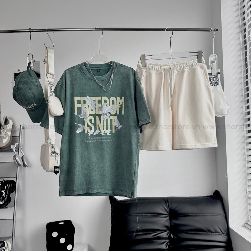 Set áo thun wash và short unisex