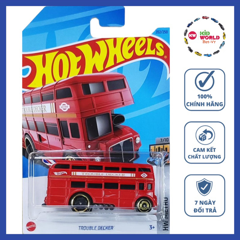 Xe mô hình Hot Wheels basic Bus Trouble Decker HKG63.
