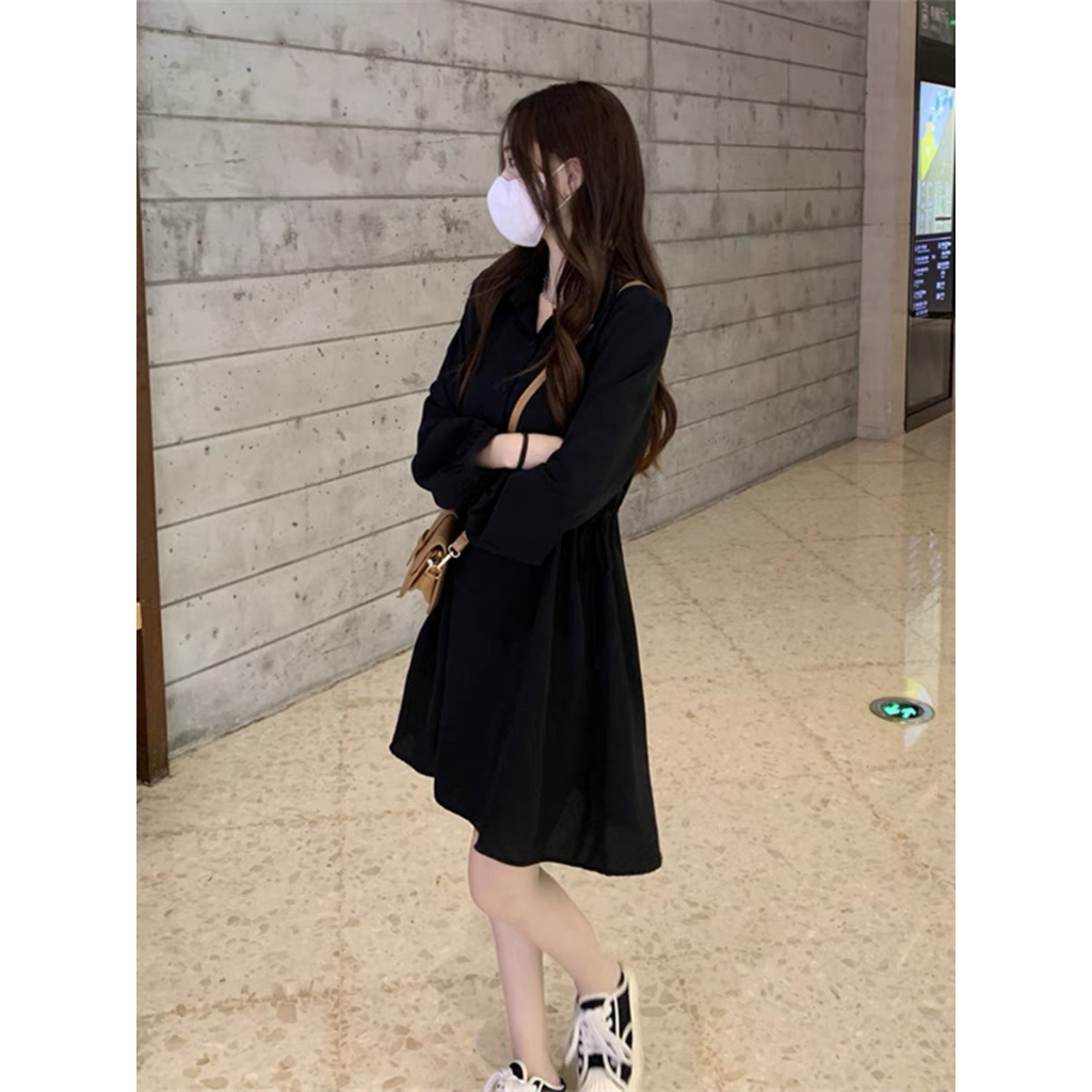 Đầm nữ xinh dáng chữ A dài tay phong cách nhẹ nhàng LL12 Váy nữ xinh dài tay chất liêu vải Umi dày dặn
