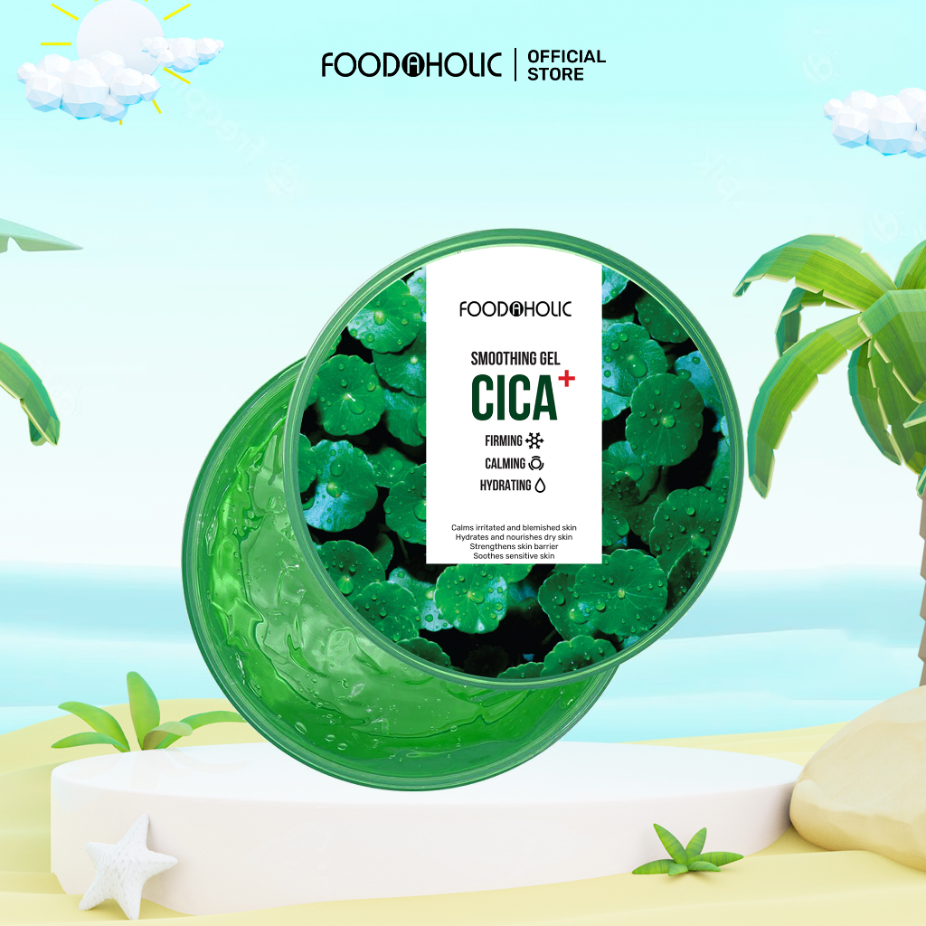 Gel Dưỡng Rau Má Làm Dịu Da, Phục Hồi Foodaholic Cica+ Soothing Gel 300ml