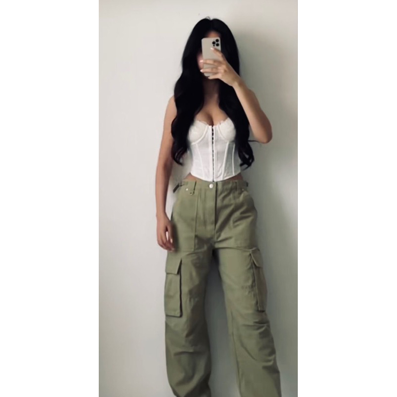 Áo corset 2 dây định hình phối ren trắng dày dặn