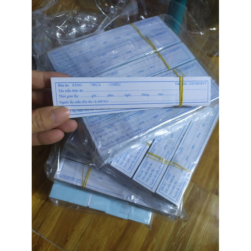 100 tem lưu mẫu thực phẩm bóc dán