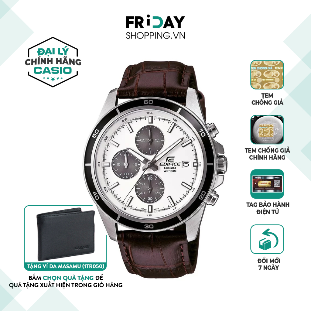 Đồng hồ Casio nam EFR-526L-7AVUDF dây da chính hãng