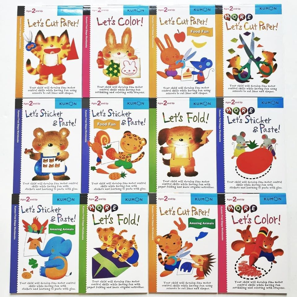 Sách- KUMON FIRST STEP WORKBOOK - ku mon cắt dán BỘ 12 QUYỂN.