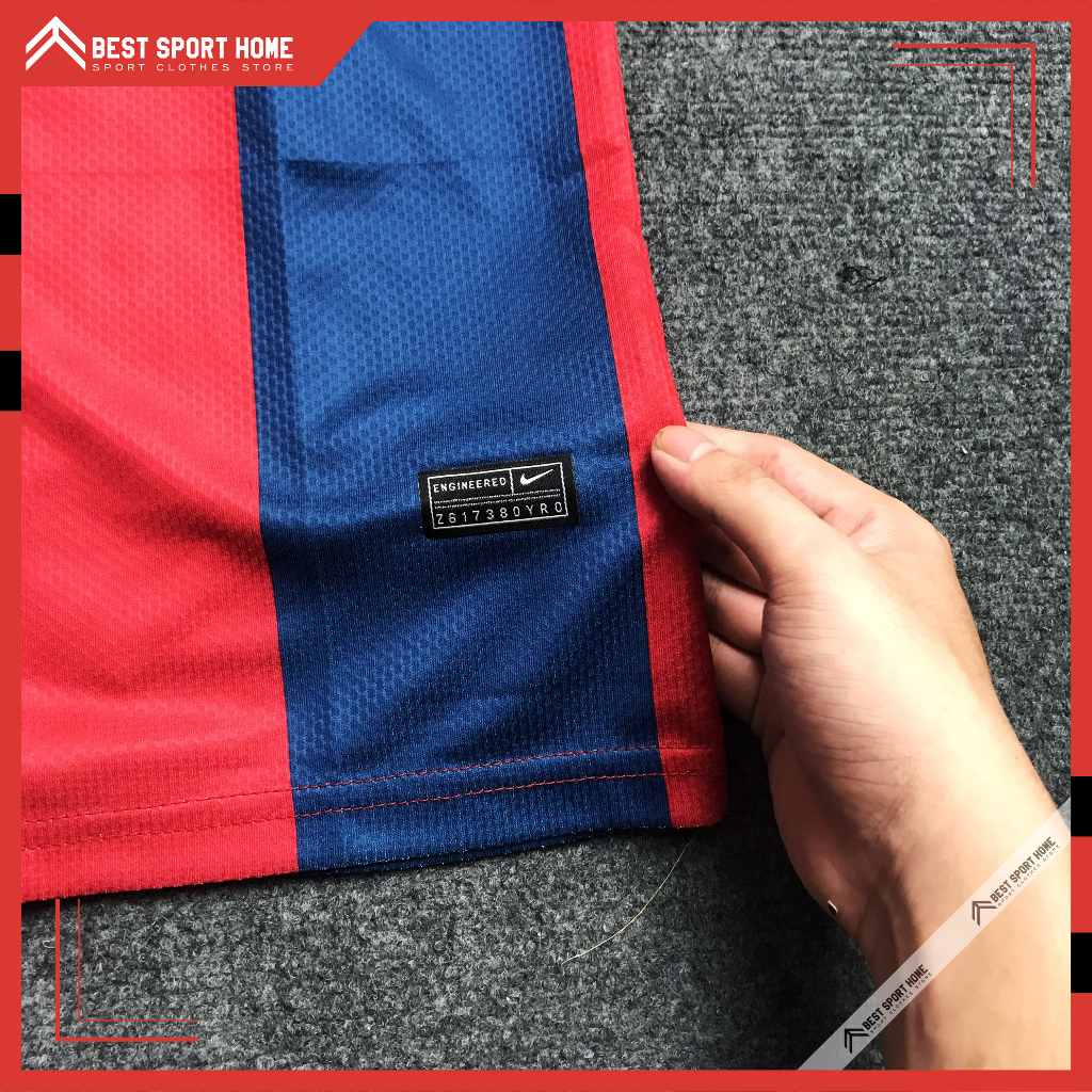 Set quần áo bóng đá Barcelona sân nhà Logo thêu 2023/24-Vải Climacool màu sọc xanhđỏ form Âu - In ấn tên số theo yêu cầu