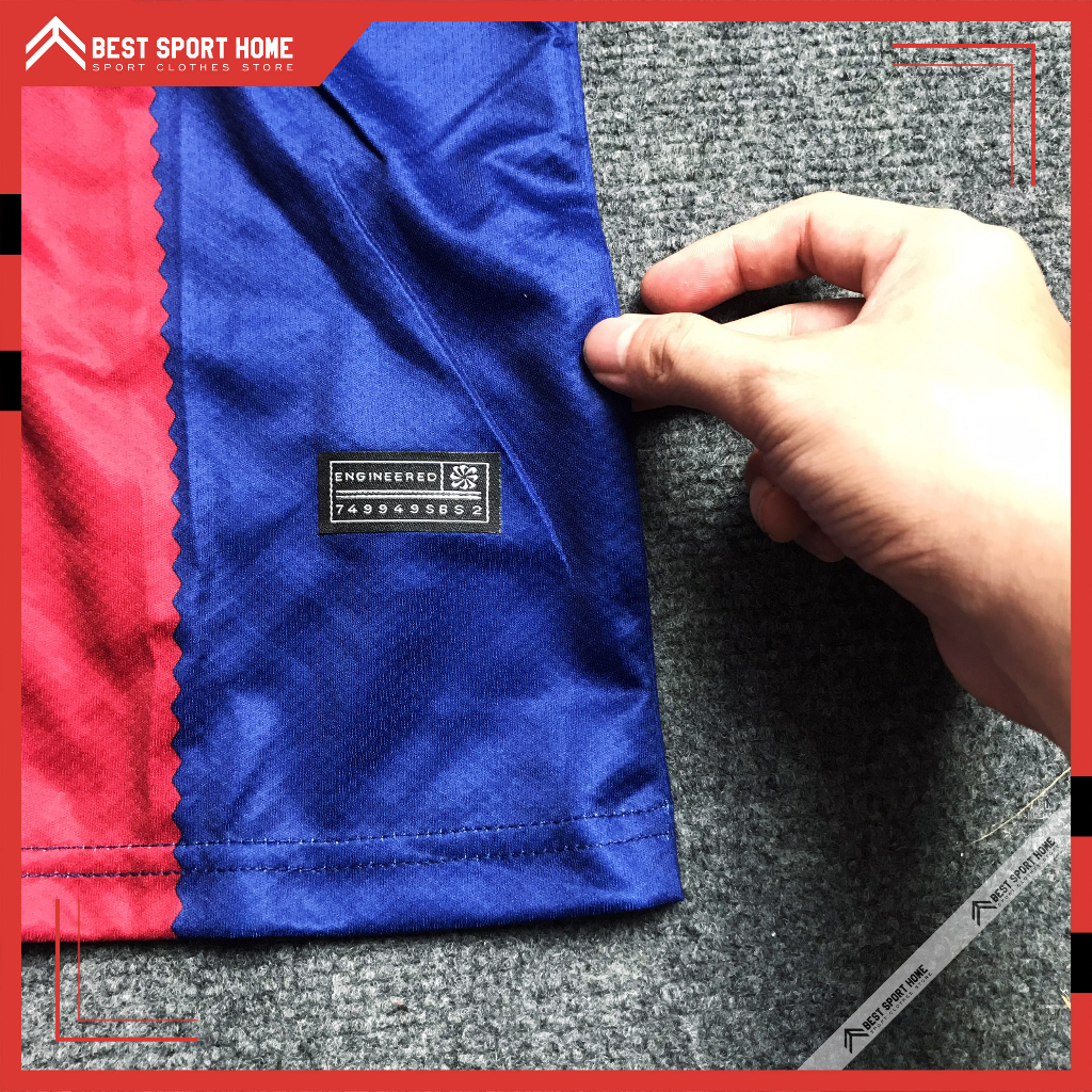 Set quần áo bóng đá Barcelona sân nhà Logo thêu 2023/24-Vải Climacool màu sọc xanhđỏ form Âu - In ấn tên số theo yêu cầu