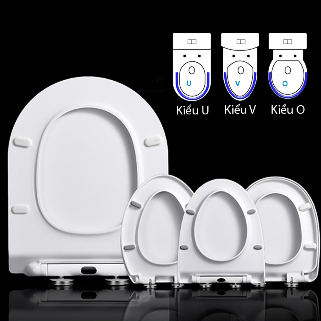 Nắp bồn cầu nhựa trắng  phù hợp với hầu hết loại bồn cầu, rơi êm không ồn