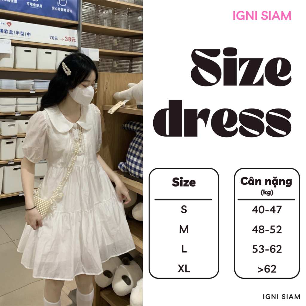 Đầm váy babydoll tay phồng, cổ tiểu thư váy giấu bụng dễ mặc có bigsize