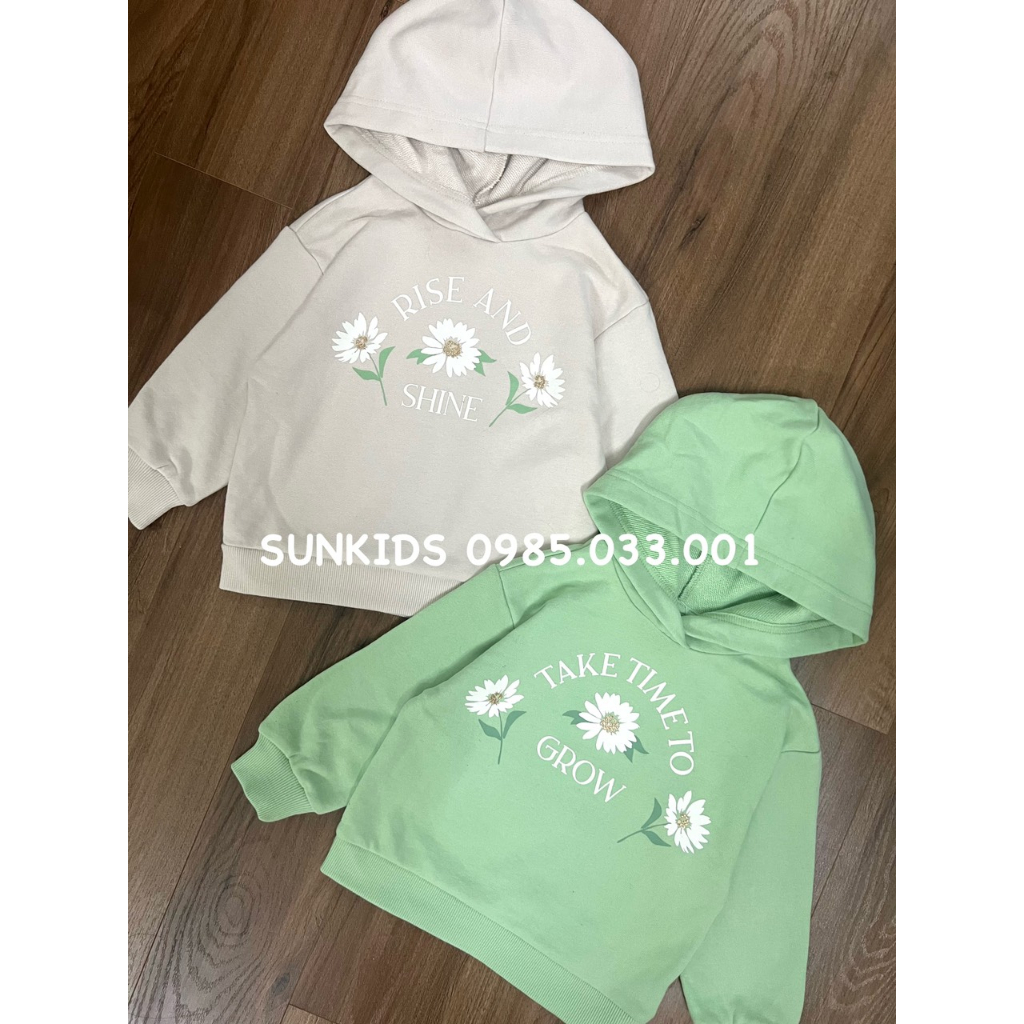 Áo thu đông bé gái hoodie dư xịn 3 bông hoa