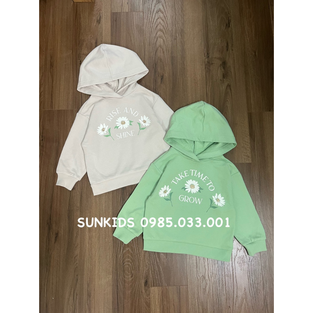 Áo thu đông bé gái hoodie dư xịn 3 bông hoa