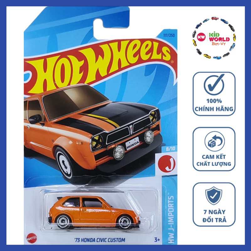 Xe mô hình Hot Wheels basic '73 Honda Civic Custom HKK67.