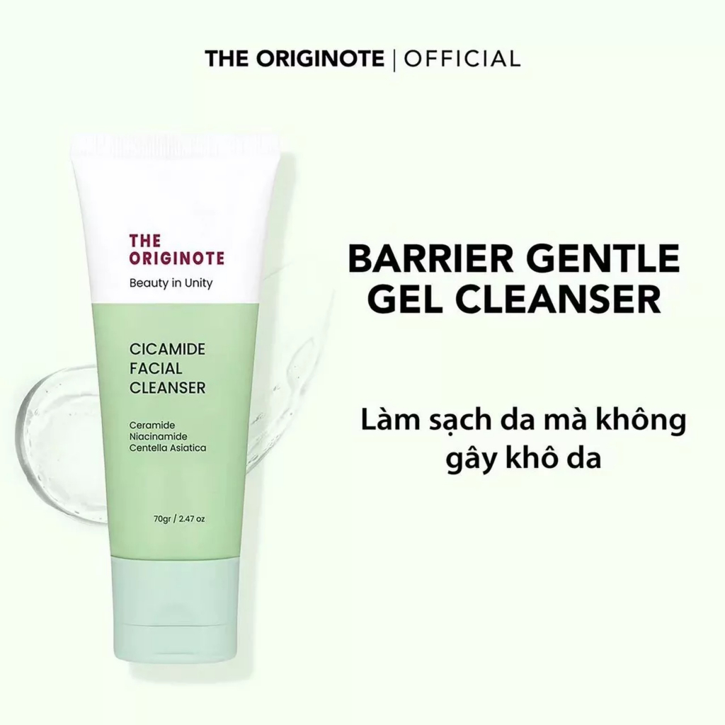 Sữa rửa mặt sáng da The Originote Cicamide Facial Cleanser với Ceramide Niacinamide và chiết xuất rau má 70gr 7621