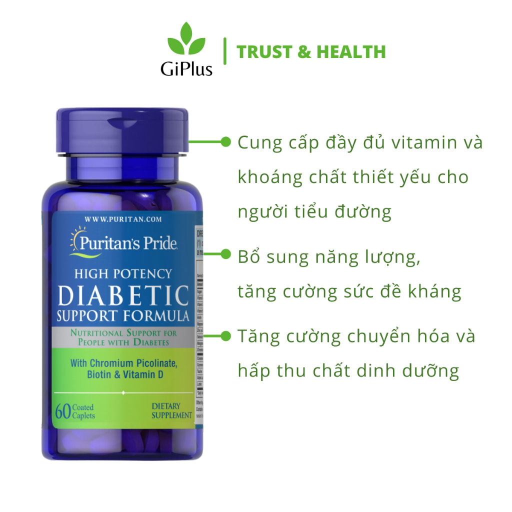 Viên Uống Puritan’s Pride Diabetic Support Formula Bổ Sung Vitamin Cho Người Tiểu Đường