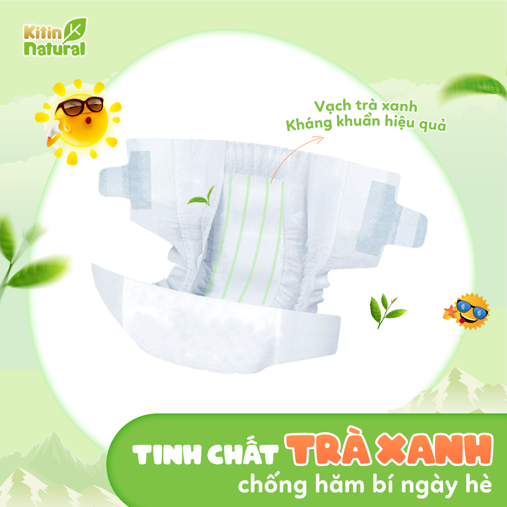 [MUA KÈM DEAL SỐC] Combo 5 bịch Tã/Bỉm Kitin Natural dán Kitin Natural size NB56/S50/M44/L40