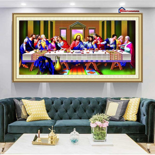 Tranh đính đá DF2896 LV521 (1m50 x 75cm), thêu chữ thập bữa tiệc ly LV3503 DV6557 (1m50 x 75cm)